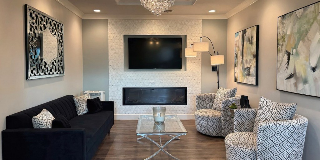 photo of a clean modern waiting room at a dental office